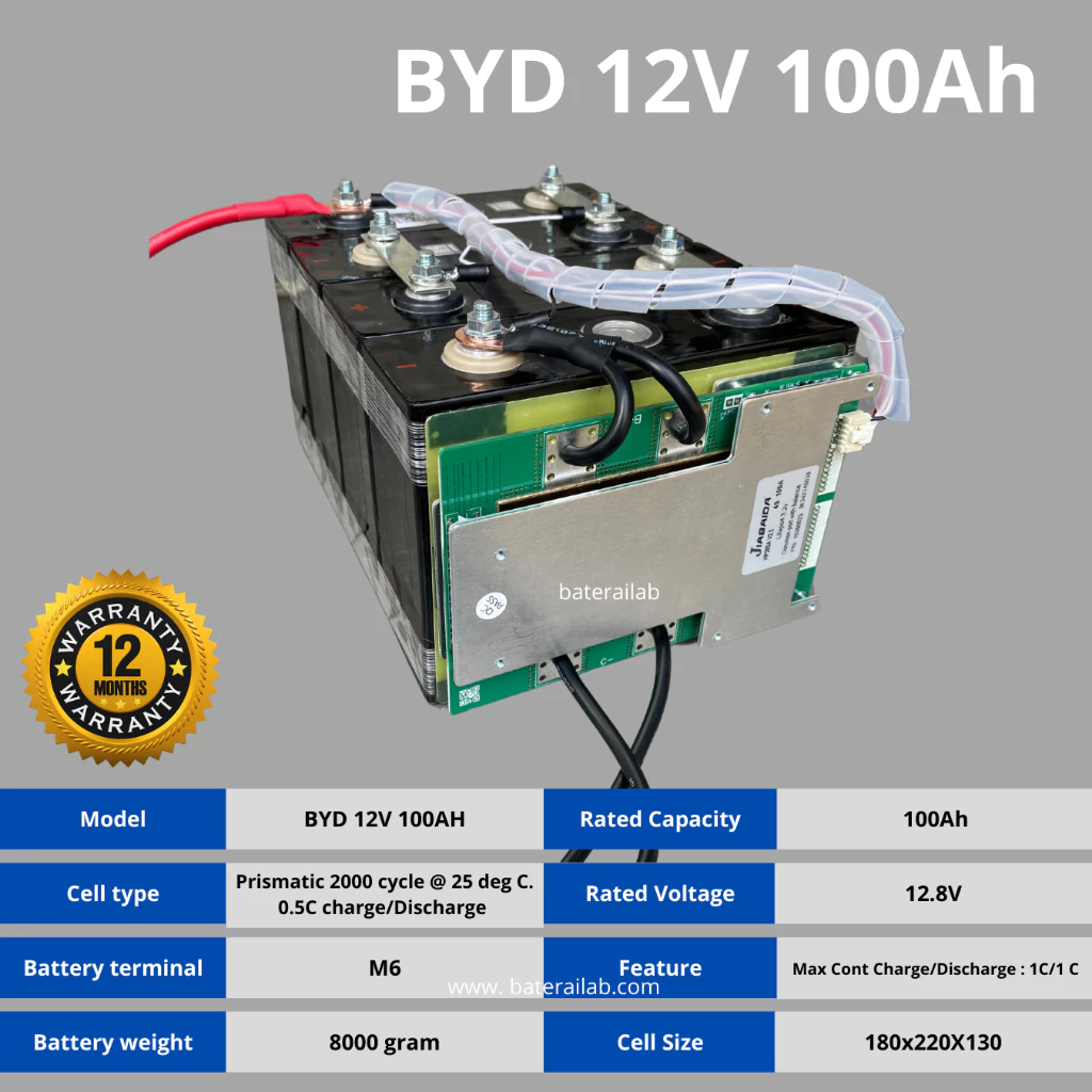 Baterai lifepo4 12V 100Ah 3000-5000